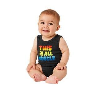 Garanimals 12‎ Months Baby Bodysuit Dark Heather Grey Sleeveless Muscle Playful